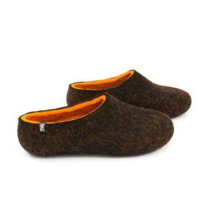 Black winter slippers, DUAL Black orange by Wooppers -b