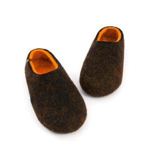 Black winter slippers, DUAL Black orange by Wooppers -d