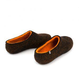 Black winter slippers, DUAL Black orange by Wooppers -e