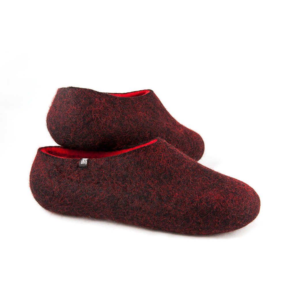 Women's house slippers DUAL Black red by Wooppers -c