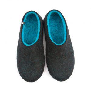 Comfortable slippers DUAL Black turquoise by Wooppers -a