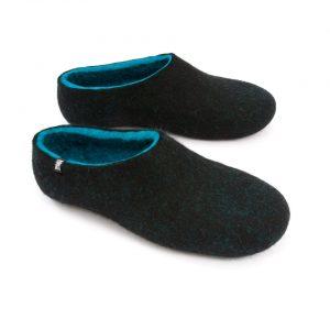 Comfortable slippers DUAL Black turquoise by Wooppers -b