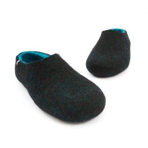 Comfortable slippers DUAL Black turquoise by Wooppers -d