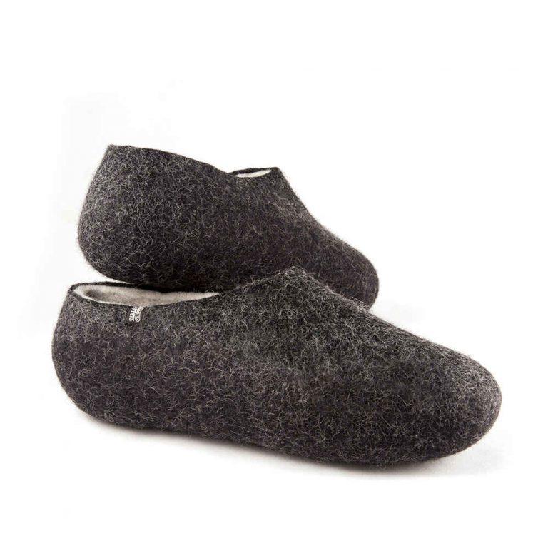 Black slippers for women DUAL BLACK grey by Wooppers