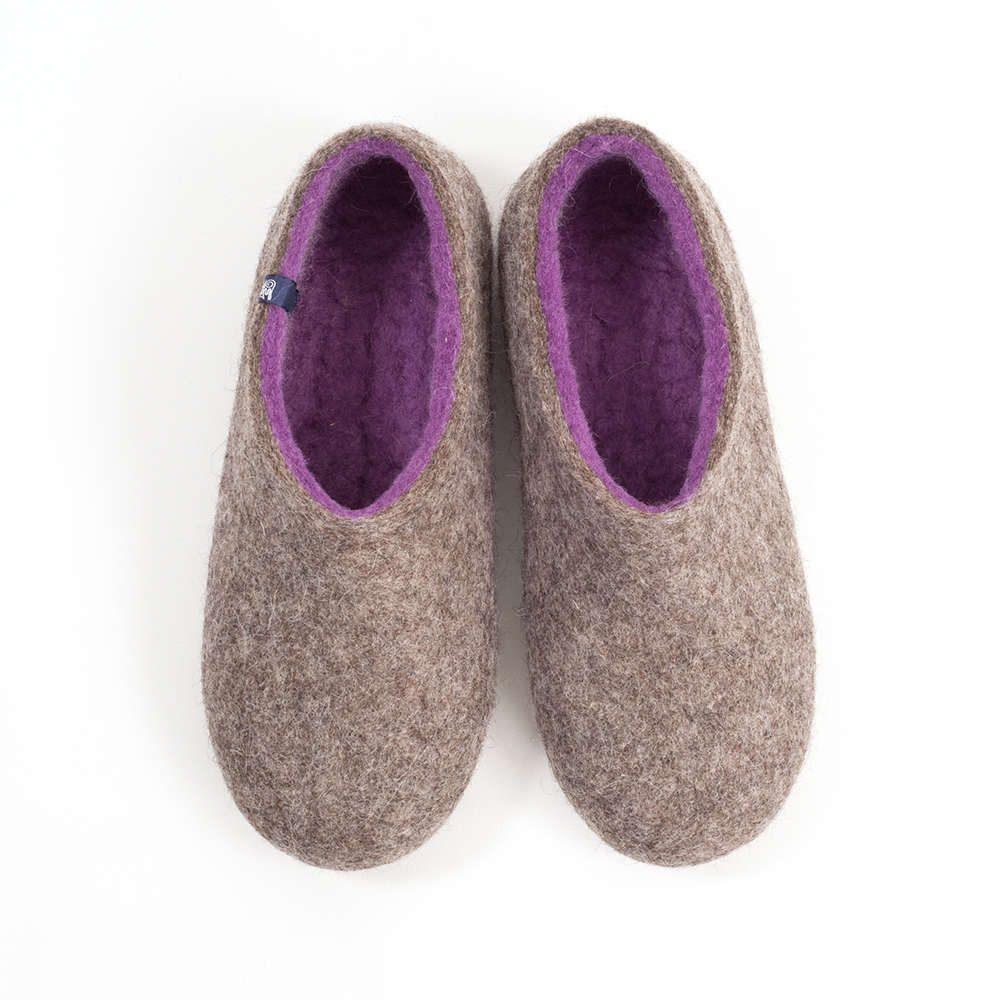 Ladies winter slippers in grey-lilac, DUAL NATURAL collection by Wooppers -a