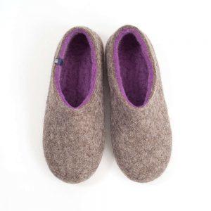 Ladies winter slippers in grey-lilac, DUAL NATURAL collection by Wooppers -a