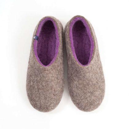 Ladies winter slippers in grey-lilac, DUAL NATURAL collection by Wooppers -a