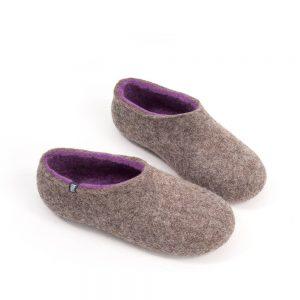 Ladies winter slippers in grey-lilac, DUAL NATURAL collection by Wooppers -b
