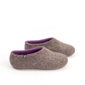 Ladies winter slippers in grey-lilac, DUAL NATURAL collection by Wooppers -c