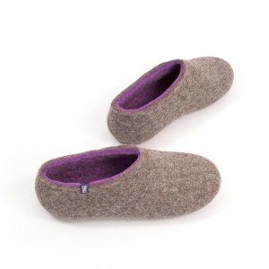 Ladies winter slippers in grey-lilac, DUAL NATURAL collection by Wooppers -d