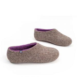 Ladies winter slippers in grey-lilac, DUAL NATURAL collection by Wooppers -e