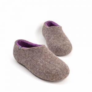 Ladies winter slippers in grey-lilac, DUAL NATURAL collection by Wooppers -f