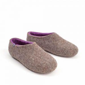 Ladies winter slippers in grey-lilac, DUAL NATURAL collection by Wooppers -g