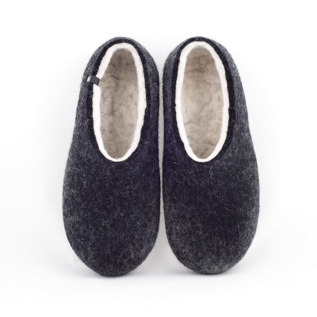 Black white slippers DUAL Black collection by Wooppers -a
