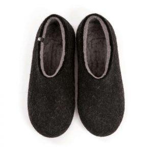 Men's black slippers, DUAL BLACK grey, by Wooppers -a