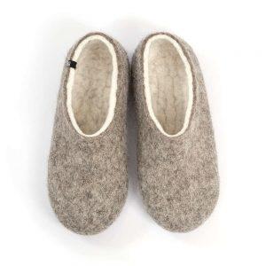 Organic slippers in gray-white, DUAL NATURAL collection by Wooppers -a