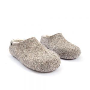 Organic slippers in gray-white, DUAL NATURAL collection by Wooppers -b