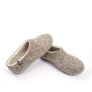 Organic slippers in gray-white, DUAL NATURAL collection by Wooppers -c