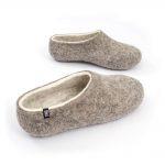 Organic slippers in gray-white, DUAL NATURAL collection by Wooppers -d