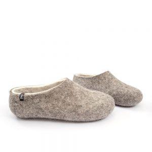 Organic slippers in gray-white, DUAL NATURAL collection by Wooppers -e