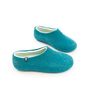 Womens felt slippers BLISS azure blue by Wooppers c