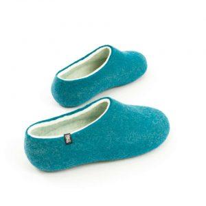 Womens felt slippers BLISS azure blue by Wooppers d