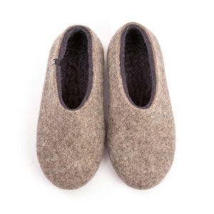 Grey mens slippers from the Dual Natural collection of Wooppers felted slippers -a