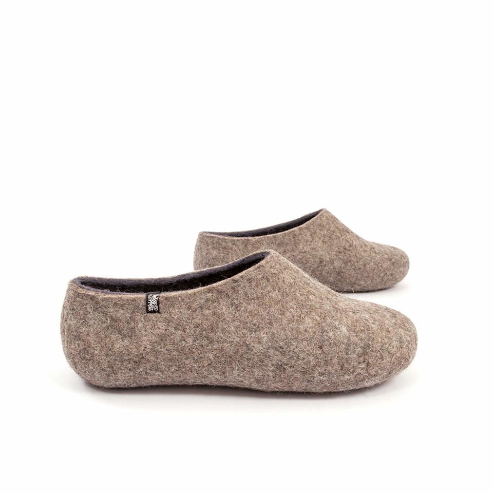 Grey felt slippers in anthracite | DUAL NATURAL collection Wooppers
