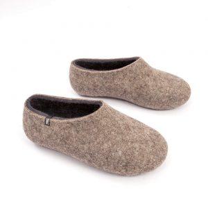 Grey mens slippers from the Dual Natural collection of Wooppers felted slippers -c