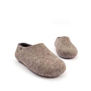 Grey felt slippers with anthracite, DUAL NATURAL collection by Wooppers -f