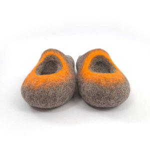 Summer felt slippers grey and orange, "OMICRON" collection by Wooppers -h