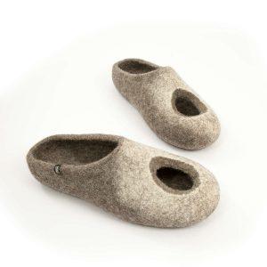 Low back mens slippers in grey and white, "OMICRON" collection by Wooppers -f