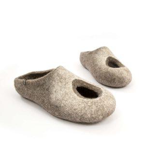 Low back mens slippers in grey and white, "OMICRON" collection by Wooppers -g
