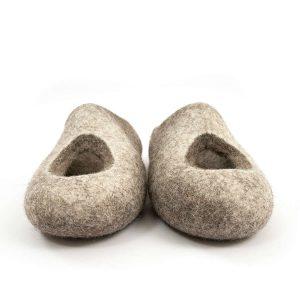 Low back mens slippers in grey and white, "OMICRON" collection by Wooppers -h