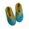 House shoes for women made in wool turquoise and green By Wooppers -a