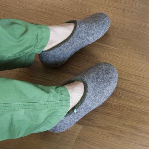 wooppers mens wool clogs grey olive green with man -g