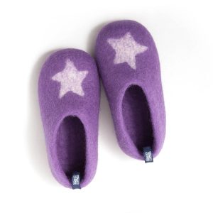 Toddler girl shoes, lilac with white STAR, from the Wooppers Kids slippers collection -a #toddler #girl #shoes