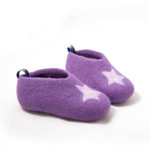 Toddler girl shoes, lilac with white STAR, from the Wooppers Kids slippers collection -d #toddler #girl #shoes
