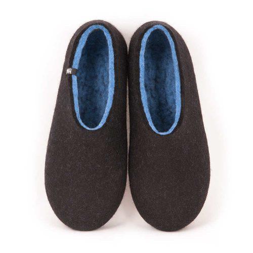 black and blue slippers