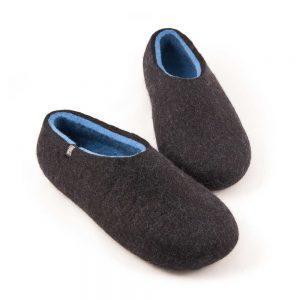 felt slippers by Wooppers DUAL BLACK sky blue, men's slippers-c