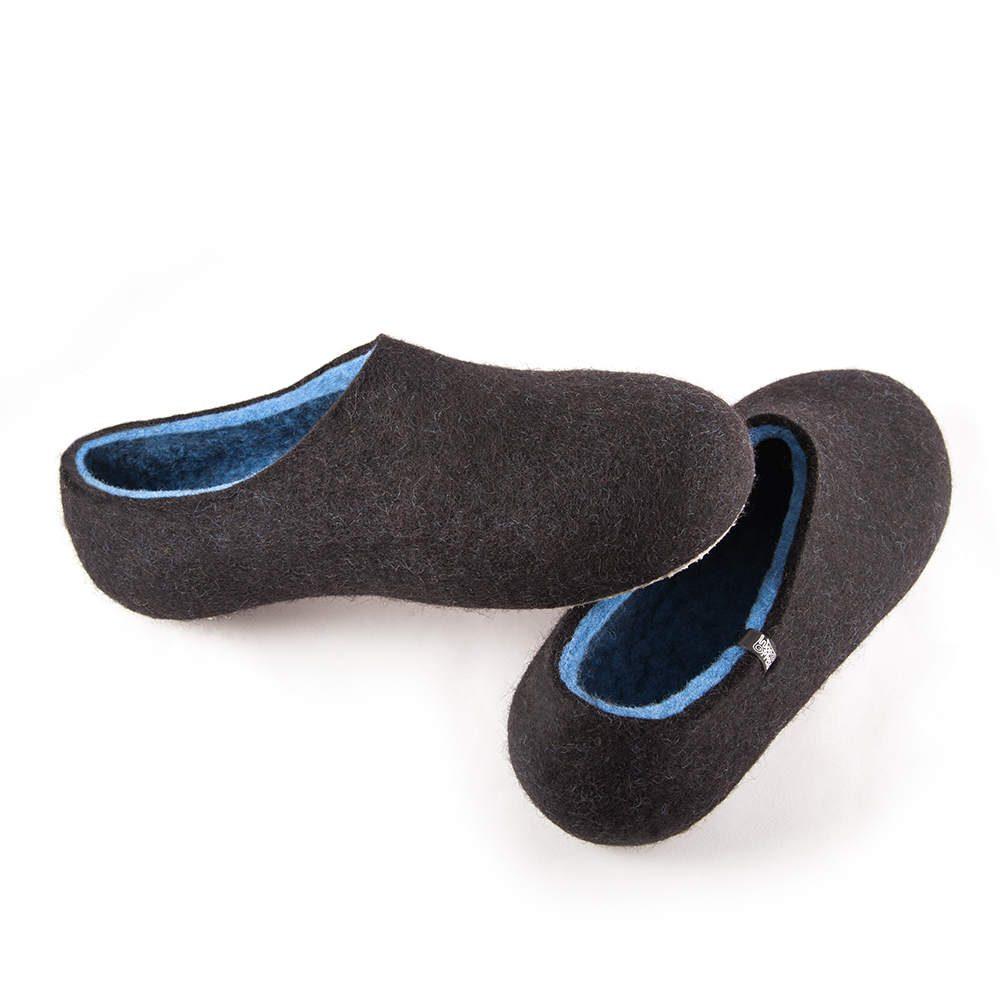 felt slippers by Wooppers DUAL BLACK sky blue, men's slippers-c