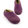 Women's clogs, felted slippers by Wooppers aubergine lime-c