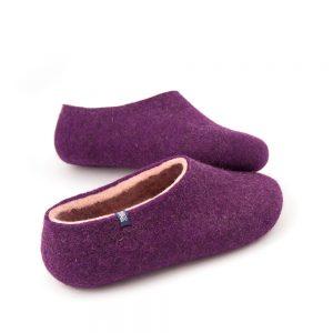 Ladies slippers aubergine purple from the new Dual Purple Wooppers collectionn -c