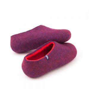 Winter slippers purple with red by Wooppers felted slippers f
