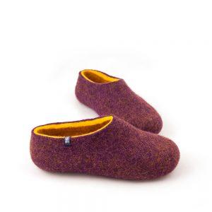 Wool clogs purple and yellow by Wooppers felted slippers -b