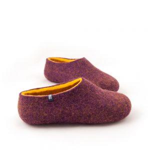 Wool clogs purple and yellow by Wooppers felted slippers -c