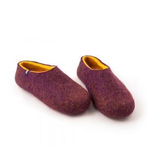 Wool clogs purple and yellow by Wooppers felted slippers -e