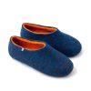 men's blue slippers with orange