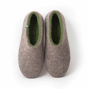 wooppers mens wool clogs grey olive green -a
