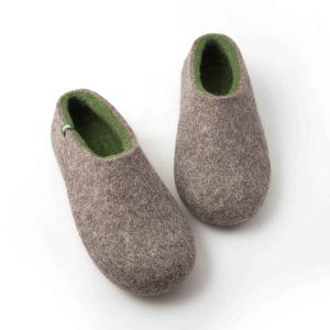 wooppers mens wool clogs grey olive green -f